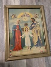 Religious Art Antique The Holy Family Framed Print Vintage Jesus Mary Joseph picture
