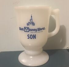 Vintage Walt Disney World Epcot Son Mug White Milk Glass Footed Cup Preowned picture