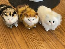 Pack of 3 Realistic Furry Baby Cat Figures 2 Calico 1 White picture