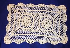 Vintage Rectangular Eggshell Color Cotton Crocheted Doily - EUC picture