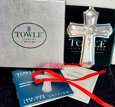 Towle 1994 - 2002 Cross Sterling CHRISTMAS Medallion Mistletoe Pendant ORNAMENT picture