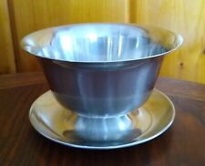 Mid-Century Modern Denmark Stainless Steel Bowl MfH Attached Plate Vintage 18/8 picture