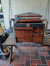 Vintage H Gerstner & Sons 7 Drawer Leather Wrapped? Oak Machinist Chest Tool Box picture