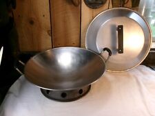 Vintage Stainless Steel Japan Copper Bottom Wok with Aluminum Lid and Stand picture