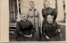 RPPC Four Lovely Old Women Dresses Spectacles Cane Porch Postcard T18 picture