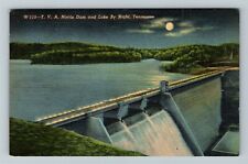 TN-Tennessee, T.V.A. Norris Dam And Lake By Night, Vintage Postcard picture