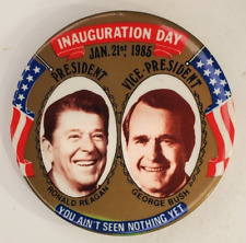 Vintage 1985 Reagan Bush Presidential Inauguration Day Jugate Pinback Button picture