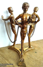 Antique Vintage Italian Early 1900 Satyr God Statue Pedestal Stand Copper Brass picture
