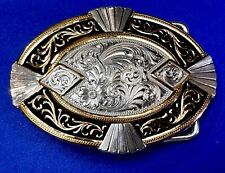 Unique Southwestern Native Shaped Vintage Montana Silversmiths Belt Buckle picture