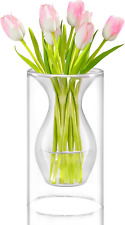 Unique Small Flower Vase, Modern Double Hollow Clear Glass Vase, Floating Decora picture