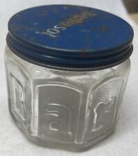 Vintage BARBASOL Octagonal Glass Jar Metal Lid W/ Embossed Letters In Panels picture