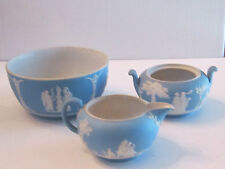 L BLUE WEDGWOOD CREAMER AND SUGAR BOWL - ONLY - NICE CONDITION  LOT G picture