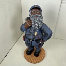 Vintage Older Black Police Man W/ Grey Beard On A Walkie Talkie Figurine picture