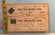1970's West Philadelphia Bank Canceled checks with 2 cent check . picture