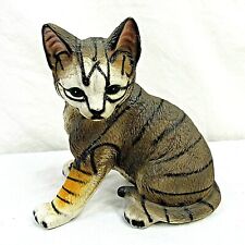 Vintage Orange Gray Tabby Tiger Cat Kitten Figurine Ceramic 7