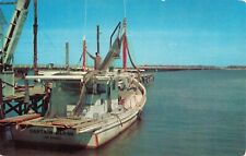 Biloxi, Mississippi Postcard Bay Bridge Fishing Boat Capt. Blood About1950s   M1 picture