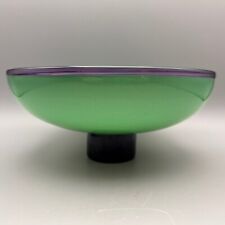 Nine Iron Studios Signed Bowl on Pedestal Green Purple Highlights Gold Dust 9