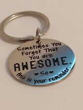 Sometimes You Forget That You are Awesome Silvertone Inspirational Keyring Charm picture