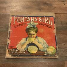 Antique 1920 Fontana Girl Fruit Box Label End California Art Advertising Sunkist picture
