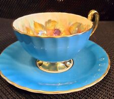 Vintage Aynsley Teel And Fruit Bone China Teacup & Saucer England Numbered picture