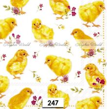 (247) TWO Paper LUNCHEON Decoupage Art Craft Napkins - EASTER CHICKS CHICKENS picture
