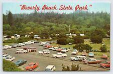 Postcard Beverly Beach State Park c1960s, Old Cars in Parking Lot  P1 picture