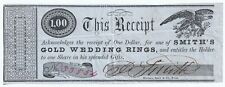 RARE Advertising Receipt ca 1840s Smith's Gold Wedding Ring Jewelry NY Signed picture