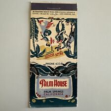 Vintage 1940s Palm House Palm Springs CA Matchbook Cover RARE picture