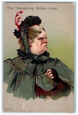 PFB Postcard The Threatening Mother In Law Embossed c1905 Unposted Antique picture