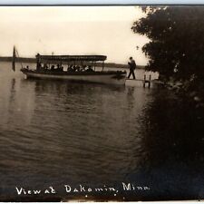 1910 Dakomin, Minn RPPC Boat Bois de Sioux River Real Photo Postcard Tour MN A96 picture