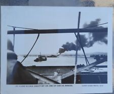 WWII 1945 US Coast Guard Official Photo Co Okinawa, oil barge hit by Japanese  picture