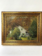 1940's Oil /Canvas Impressionist country Landscape House woods McCall Gilt Frame picture