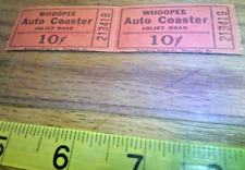 extremely scarse Vintage Lot 2 whoopee auto coaster 10c tickets Joliet road Il. picture