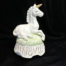 Vintage Enesco Unicorn Music Box Impossible Dream 6” Tall WORKS picture