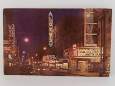 Postcard Section of Granby Street at Night Norfolk Virginia c1951 picture