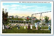 Merrill Wisconsin WI Postcard Baseball Park Playground Stange Park c1940 Vintage picture