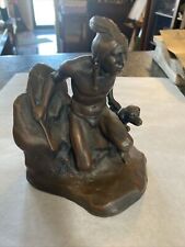 Jennings Brothers Bronze Native American Indian & Dog Bookend picture