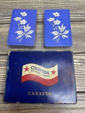 Vintage Columbia Playing Cards Canasta Deck Blue White Buttercup Flowers  picture
