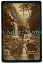 Watkins Glen NY - RAINBOW FALLS & WALKWAY - c1880s Cabinet Card Photograph picture