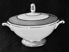 Platina by Sango MidCentury Vintage Sugar Bowl w Lid Gray White w Platinum Trim picture