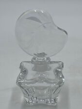 Vintage Perfume Bottle Clear Cut Glass Etched Stopper picture