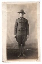 WW1 American Soldier RPPC 1917 in Uniform Vintage Military Real Photo Postcard picture