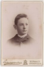C. 1890s CABINET CARD BAUMGARDNER HANDSOME TEENAGE BOY IN SUIT SPRINGFIELD OHIO picture