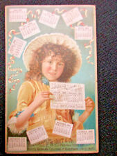 1889 LADIES CALENDAR PERFUMED WITH HOYT'S GERMAN COLOGNE VICTORIAN TRADE CARD picture