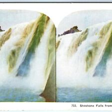 c1900s Twin Falls, Idaho Shoshone Falls Snake River Color ID Stereo Card V18 picture