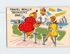 Postcard Travel Really Broadens One with Man Ladies Humor Comic Art Print picture