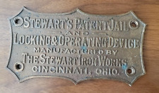 Rare Stewart’s Iron Works Jail & Locking Devices Brass Advertising Sign Cinn. OH picture