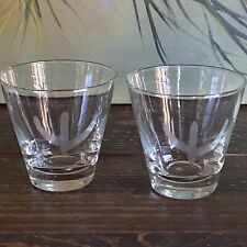 2 Vintage Blakely Oil Gas Saguaro Etched Cactus 8oz Low Ball Glass Libbey Drink picture
