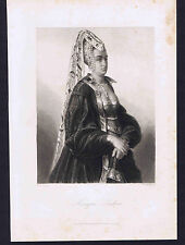 Queen Isabea-Friedrich Schiller's Play The Maid of Orleans -1883 Steel Engraving picture
