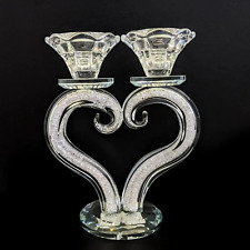 Made with Swarovski Crystal Rhinestone Filled Heart Shabbat Candle Holder NEW picture